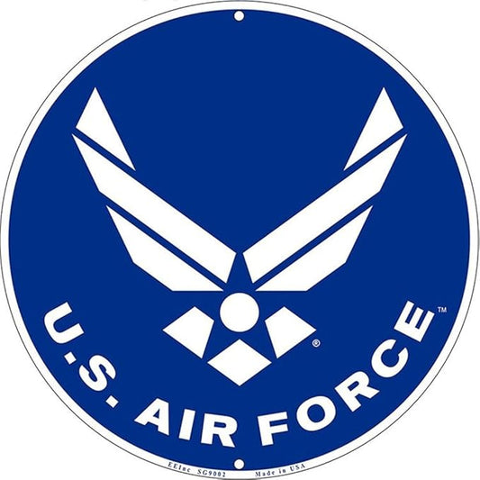 United States Air Force Aluminum Metal Round 12 Inch Diameter Sign - Perfect for Walls, Garages & Outdoor Decoration (USAF Air Force)