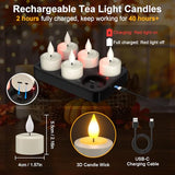 PChero Rechargeable Flameless Tealights - Remote & Timer, 6 Pack