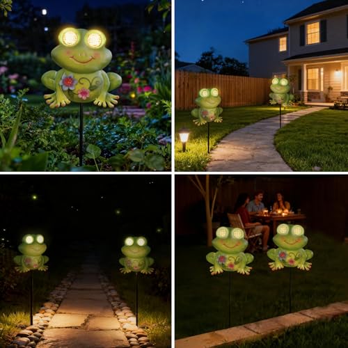 Solar Frog Pathway Lights - LED Blinking Eyes, IP65 Waterproof