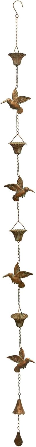 Melrose Modern Home Decorative Hummingbird Rain Chain 69" L Iron