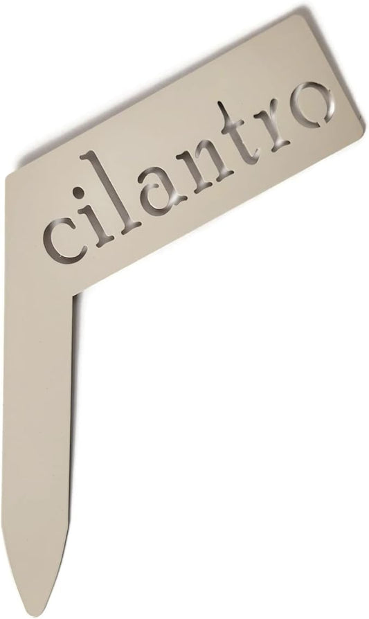 Planter Size Small Metal Garden Plant Vegetable Flower or Herb Markers 13.5 Inches Tall (cilantro, Cream)