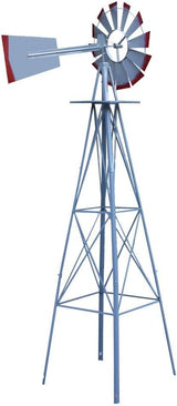 HomGarden 8ft Windmill Yard Ornametal Metal Garden Wind Mill Farm Weather Vane Weather Resistant Decoration for Home, Backyard