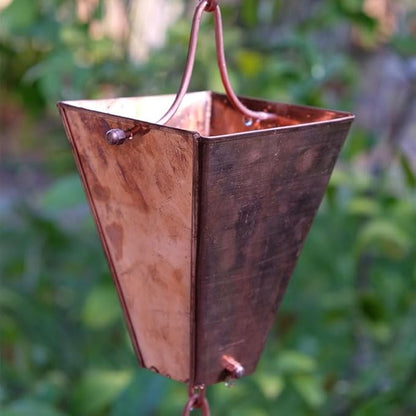 Nutshell Stores Large Tapered Square Cups Rain Chain - Copper Plated - 11 Feet