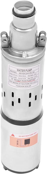 Deep Well Submersible Pump DC 24V 200W Electric Solar Powered Water Pump, 5.3 GPM Flow, 98ft Lift, Farm Ranch Irrigation Submersible Bore Hole Deep Well Pump