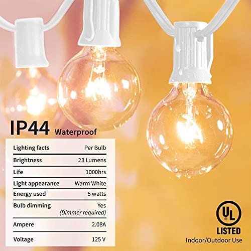Outdoor String Lights - 25FT White Waterproof