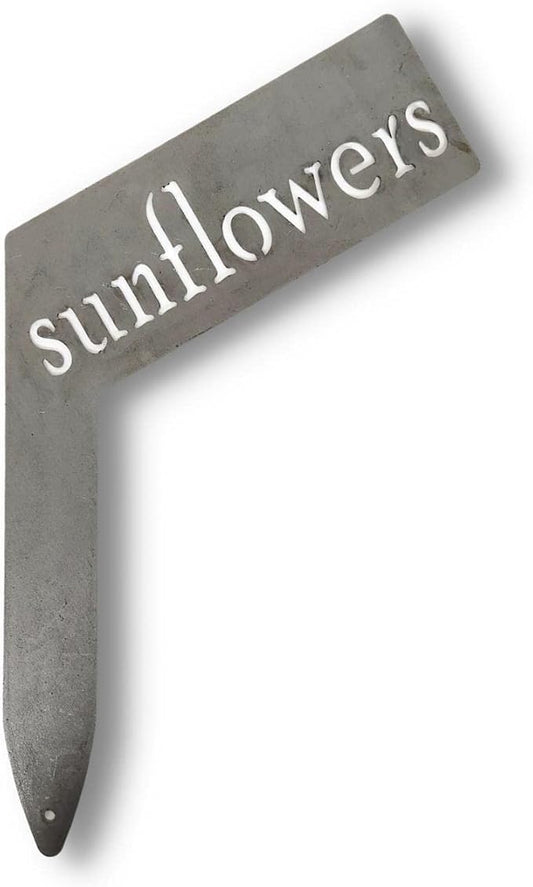 Planter Size Small Metal Garden Plant Vegetable Flower or Herb Markers 13.5 Inches Tall (sunflowers, Raw, Unfinished Steel)