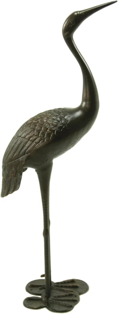 Set of 2 Metal Crane Garden Statues, Cast Aluminum Outdoor Crane Sculptures, Standing Metal Cranes Sculptures, Rust Resistant Bird Yard Art Decor for Garden Patio Backyard Deck, Antique Bronze