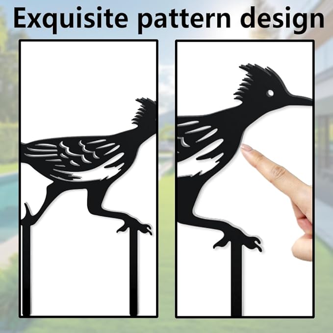 WADORN 2Pcs Metal Bird Garden Stake Statue, Running Birds Silhouette Decorative Farmhouse Stakes Metal Lawn Ornaments Cute Animal Lawn Art for Bird Lover Garden Backyard Outdoor Decorations
