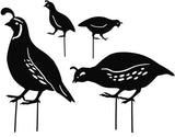 COHEALI 4Pcs Iron Cast Animal Stake Statue Rustic Quail Quail Family Yard Black Metal Quail Art Garden Birds Statue Lawn Backyard Decor