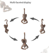 Funny Hanging Monkey Flower Pot Hugger Figurines Vintage Bronze Resin Animal Statue Planter Pot Decorations for Home Garden Fence Balcony Patio Lawn Yard Ornaments