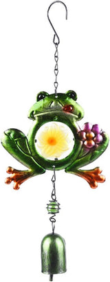 Frog Wind Chimes for Outside, Rustic Aluminum Tube Wind Chimes Animal Stained Glass Hanging Wind Chime Decorative Wind Chime for Balconies Gardens Corridors and Patios (Short)