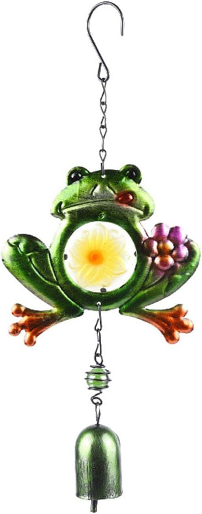 Frog Wind Chimes for Outside, Rustic Aluminum Tube Wind Chimes Animal Stained Glass Hanging Wind Chime Decorative Wind Chime for Balconies Gardens Corridors and Patios (Short)