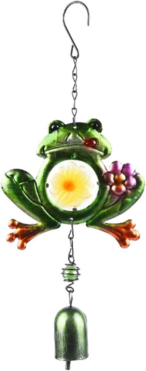 Frog Wind Chimes for Outside, Rustic Aluminum Tube Wind Chimes Animal Stained Glass Hanging Wind Chime Decorative Wind Chime for Balconies Gardens Corridors and Patios (Short)