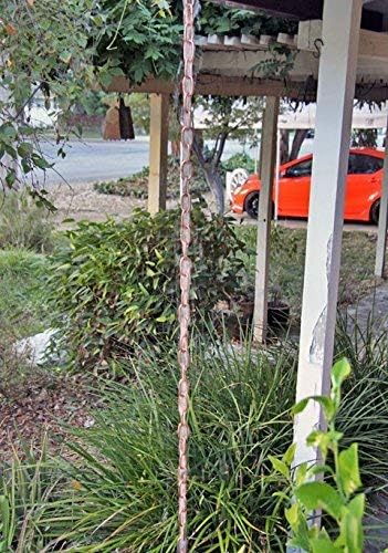 Large Copper Link Rain Chain with Installation Kit (11 Foot)