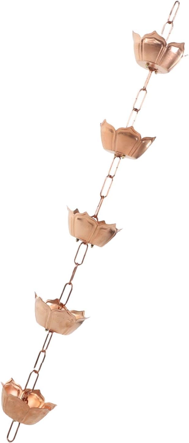 Metal Rainwater Chain,Rustproof Outdoor Rainwater Collector,Rain Chain Copper Decorative Rain Catcher Gutter Downspout Replacement Flower Shaped for Villa Garden Park Porch
