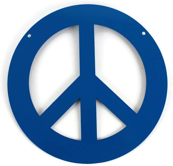 Peace and Heart Staked Signs or Wall Art Rustic or Powder Coated Finishes (Small Peace Hanger 9", Blue)
