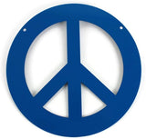 Peace and Heart Staked Signs or Wall Art Rustic or Powder Coated Finishes (Small Peace Hanger 9", Blue)