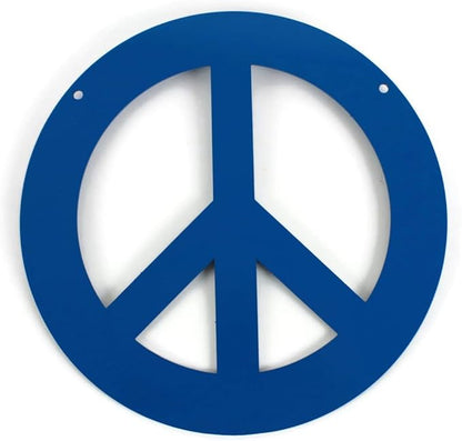 Peace and Heart Staked Signs or Wall Art Rustic or Powder Coated Finishes (Small Peace Hanger 9", Blue)