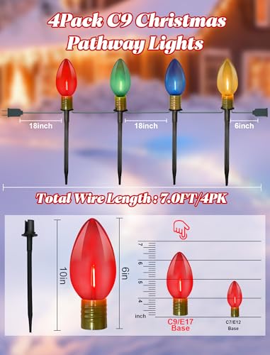 C9 LED Christmas Pathway Lights 7Ft - Multicolor, Connectable