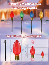 C9 LED Christmas Pathway Lights 7Ft - Multicolor, Connectable
