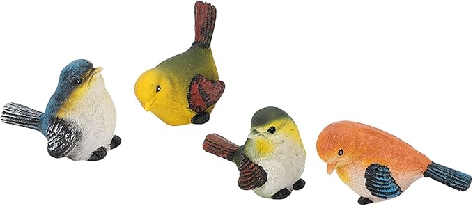 POCREATION Resin Birds Animal Figurine Decoration, 4 Pieces, Lawn Garden Ornaments for Home Courtyard Decor