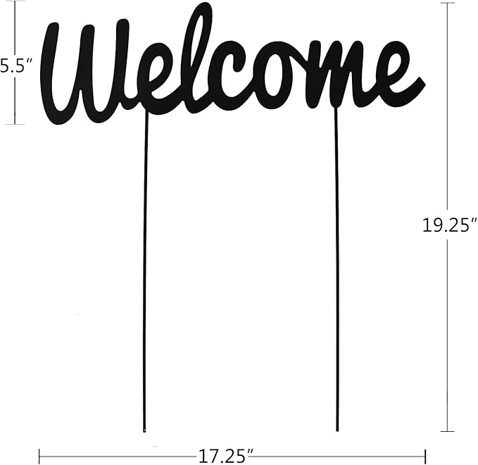 Metal Letters Garden Stakes Yard Art Word Sign Lawn Decoration Indoor Outdoor Plant Pot Decor Decorative Stick for Patio Pathway Flower Bed (Welcome)