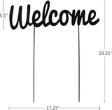 Metal Letters Garden Stakes Yard Art Word Sign Lawn Decoration Indoor Outdoor Plant Pot Decor Decorative Stick for Patio Pathway Flower Bed (Welcome)