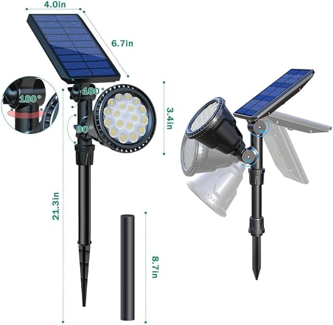 Solar Spot Lights Outdoor, Bright Solar Landscape Spotlights Waterproof 18LED 2-in-1 Solar Powered Flag Light Adjustable Auto On/Off Uplights for Flag Pole Yard Garden Decor Patio, 1Pack (Cool White)