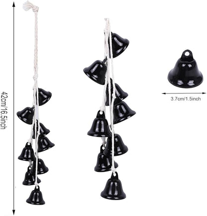 2 Pieces Witch Bells for Door Knob for Protection Handmade Decorative Door Hanging Bell Witch Wind Chimes for Boho Home Room Decor (Black)