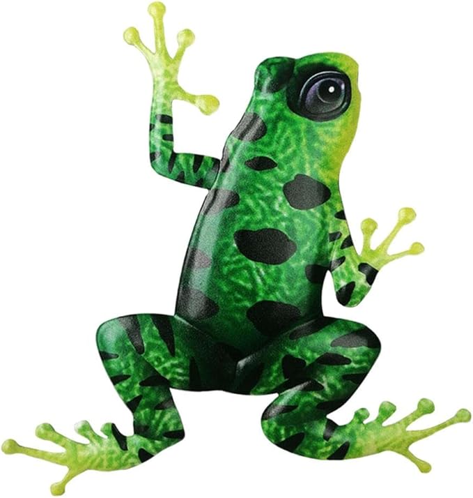 Frog Colorful Ornaments,Easy to Install,Anti-Rust Statue, Artwork Sculpture Hanging Wall Art for Outdoor Yard Fences Trees Entrance, Black Green