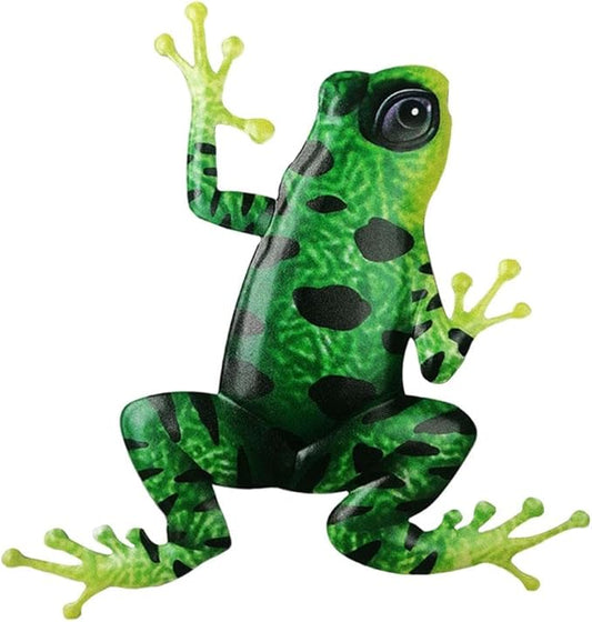 Frog Colorful Ornaments,Easy to Install,Anti-Rust Statue, Artwork Sculpture Hanging Wall Art for Outdoor Yard Fences Trees Entrance, Black Green