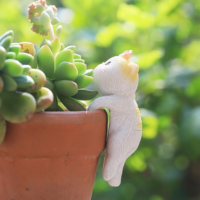 Miniature Hanging Cat Figurines Flower Pot and Vase Hugger Cute Resin Kitten Bonsai Terrarium Edge Decor Planter Pot Hanger Fairy Garden Ornaments