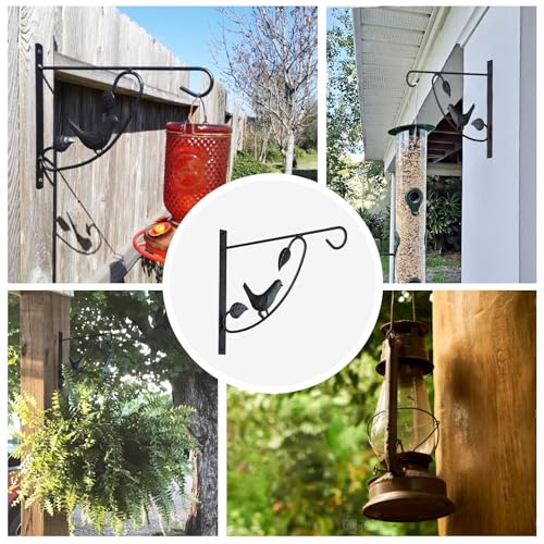 Hanging Plant Bracket - 12" Wall Mount, Black, 4 Pack