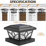 Solar Post Cap Lights - Flickering Flame, 4 Modes, 6 Pack (Black)