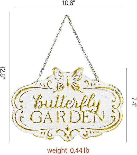 Chic Rustic Metal Signs - Small Vintage Butterfly Signs Yard DIY Decor - Rustic Farmhouse Patio Setting