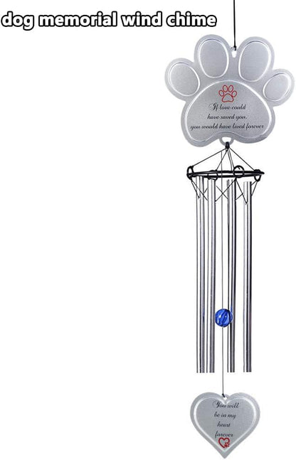 jinhuoba Paw Print Pet Memorial Wind Chimes for Dogs Outdoors, Metal Wind Chime for Loss of Dog Pet Sympathy Memorial Gifts Remembrance Gifts Outdoors, 18.9"