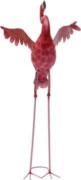 Outdoor Flamingo Garden Statues Set of 1/2/3, Metal Lawn Art Decorations with Rustproof Iron, Lifelike Tropical Bird Sculpture for Yard Patio Terrace Wedding Birthday Gift