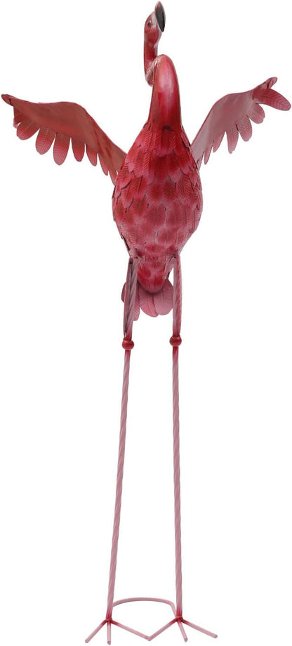 Outdoor Flamingo Garden Statues Set of 1/2/3, Metal Lawn Art Decorations with Rustproof Iron, Lifelike Tropical Bird Sculpture for Yard Patio Terrace Wedding Birthday Gift