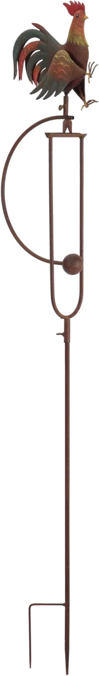 Metal Bird Garden Rocking Stakes with Dual Motion (Rooster)