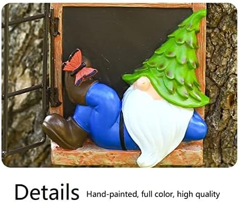 vomiceak Whimsical Fairy Garden Gnome Statue, Tree Faces Decor Outdoor -5.9 Inch, Funny Garden Tree Decoration,Ideal Patio Yard Lawn Porch Decoration