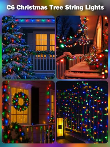 2 Pack C6 Christmas String Lights - 200 LED Multicolored