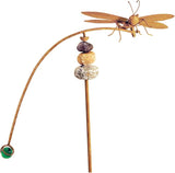Red Carpet Studios Balancing Buddies Yard Art Garden Stake with Stone Accents, Large 48-Inches Tall, Natural Dragonfly