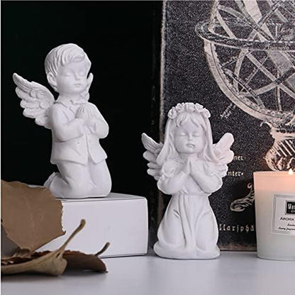 Asng Cherubs Angels Resin Garden Statue Figurine, Adorable Angel Sculpture Memorial Statue, Indoor Outdoor Home Garden Decoration (Praying Cherub-boy)
