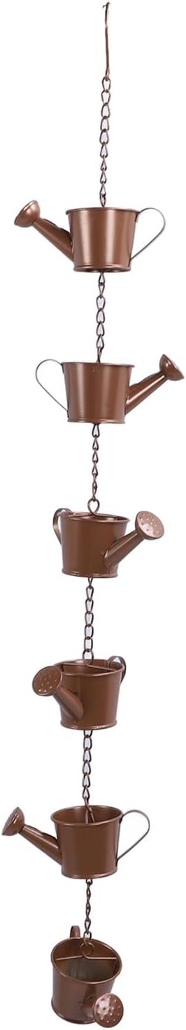 ZJchao Elegant Copper Rain Chain for Gutters – 6-Tier Decorative Feature & Downspout Alternative, Garden-Friendly Bucket- Rain Diverter