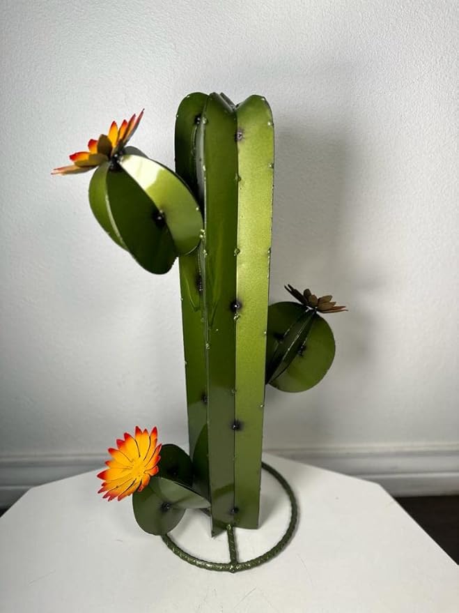 Metal Saguaro Cactus - Garden Art (Olive)