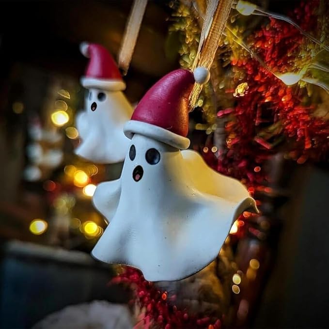6 Pack Halloween/Christmas Decorations Outdoor Indoor,Cute 3D Resin Ghost Decoration,Halloween Ghost Hanging Ornaments for Home Outside Porch Garden Yard Lawn Party Decorations (6 Pack)