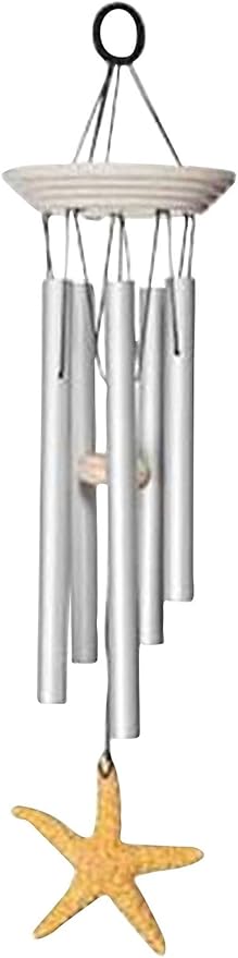 Woodstock Chimes Signature Collection, Woodstock Seashore Chime, 14'', Sea Star Decor Designs - Coastal Gifts Wind Chimes for Outdoor, Patio, Home or Garden Décor (SST)