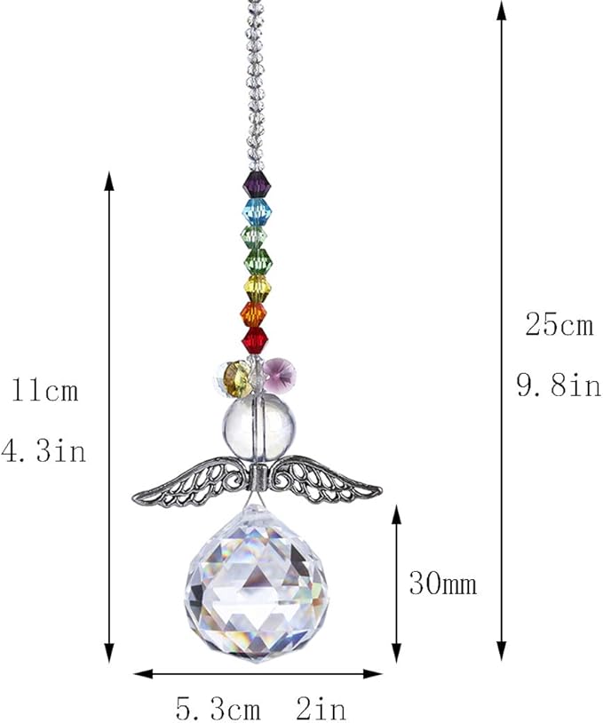 H&D HYALINE & DORA Crystal Guardian Angel Rainbow Makers Suncatchers with 30mm Ball Prism