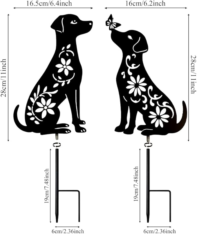 Dog Metal Decorative Garden Stakes, Dachshund Unique Gifts for Dog Lovers, Garden Decor for Outside, Yard Art, Patio, Outdoor Decor, Garden Decorations, Lawn Ornaments (2 Pack)