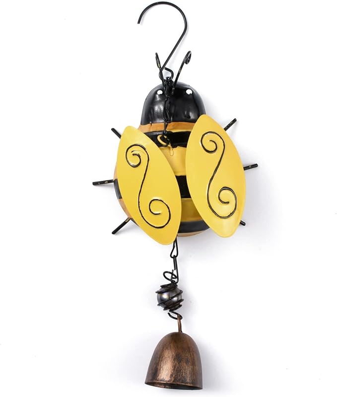 GORGECRAFT Bee Metal Wind Chimes Bell Insect Chime Decor Lucky Rustic Home Ornaments Iron Stereo Hanging Bell for Garden Yard Patio Indoor Outdoor Hanging Decoration